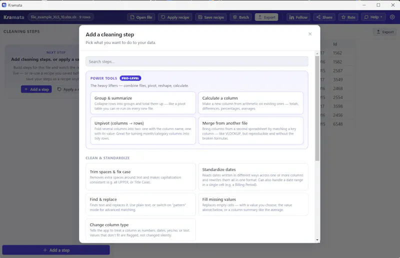Turn spreadsheets into recipes screenshot 3