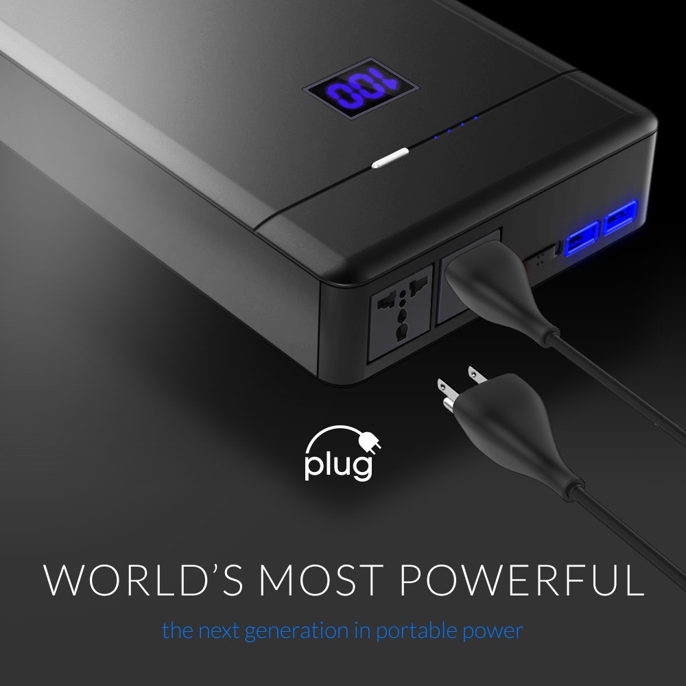 PLUG World's most powerful battery pack with 2 AC wall outlets