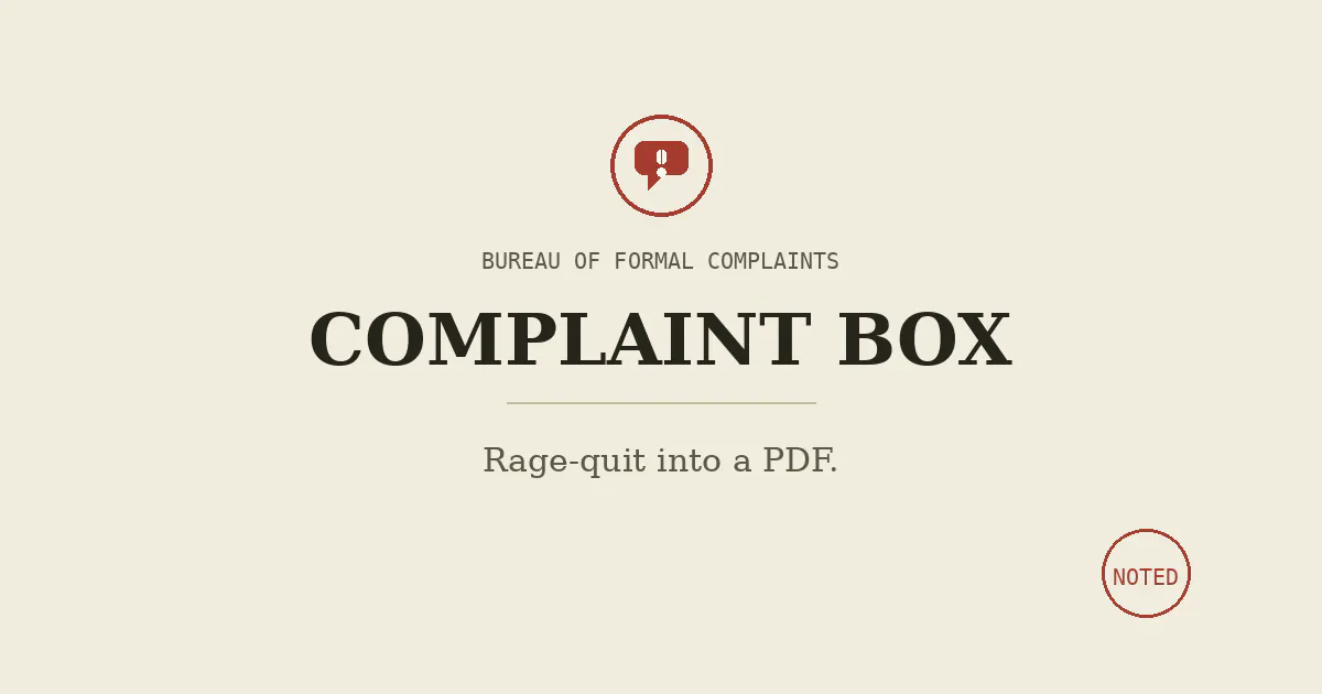 The Complaint Box Office gallery image