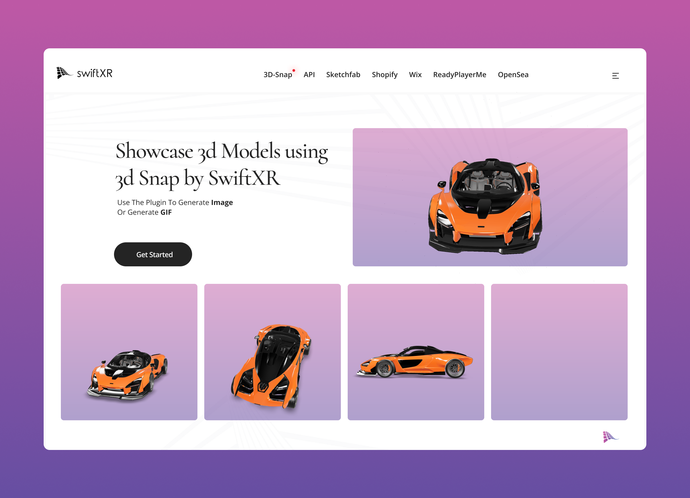 Swiftxr 3D 스냅 - 3D 모델에서 투명한 2D 뷰 및 GIF를 쉽게 생성합니다. 미디어 3