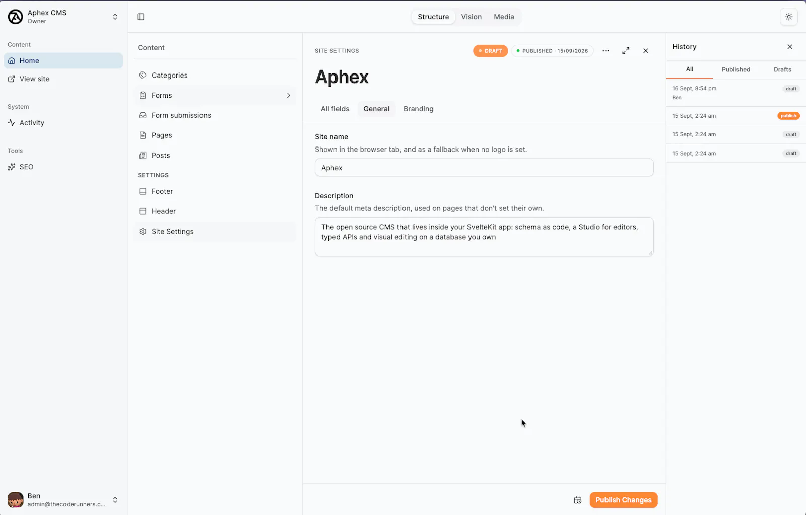 Aphex CMS screenshot 5