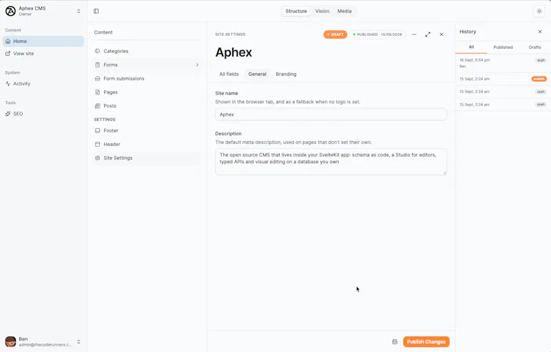 Aphex CMS screenshot 5