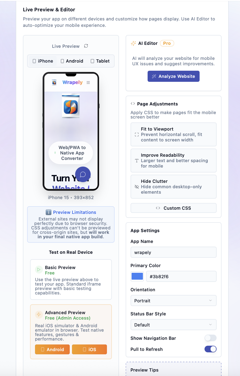 Wrapely - Screenshot 2 showing product features and functionality