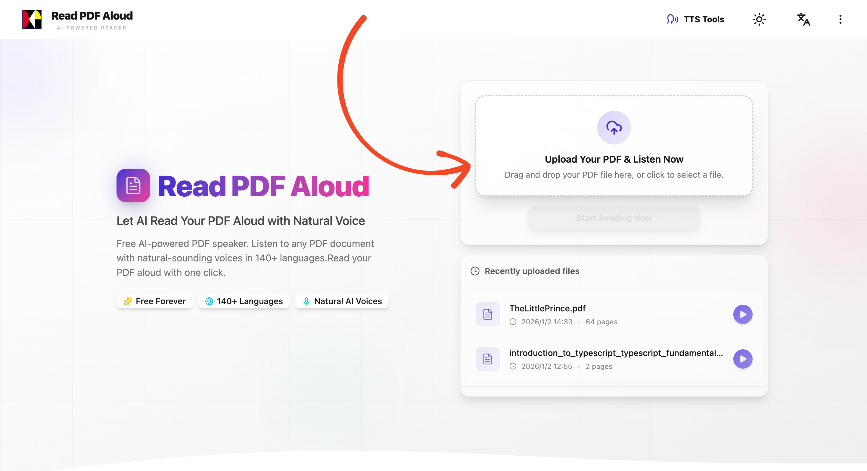 Read PDF Aloud - Screenshot 4 showing product features and functionality