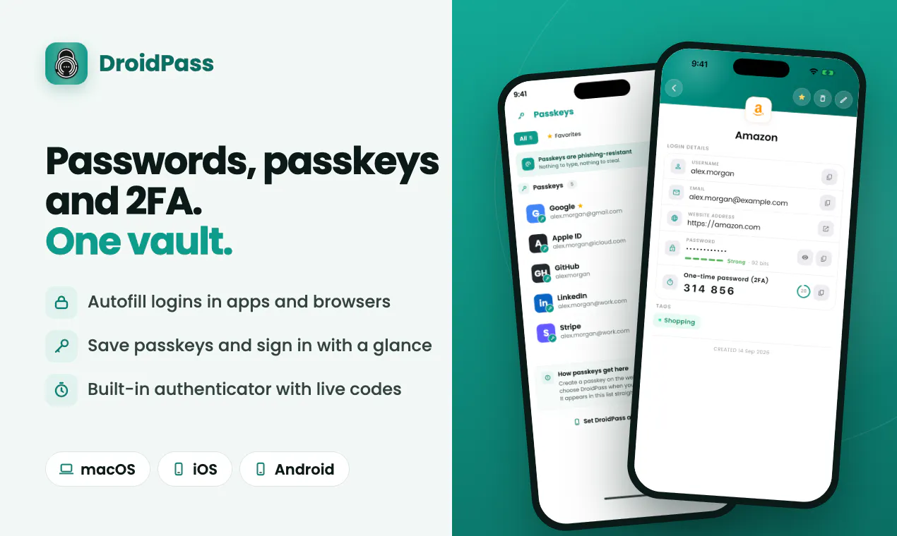 DroidPass Password Manager screenshot 1