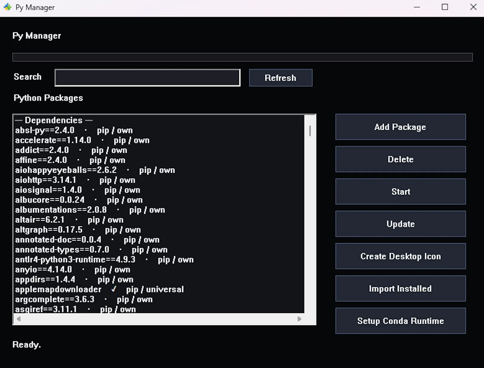 Py Manager screenshot 1