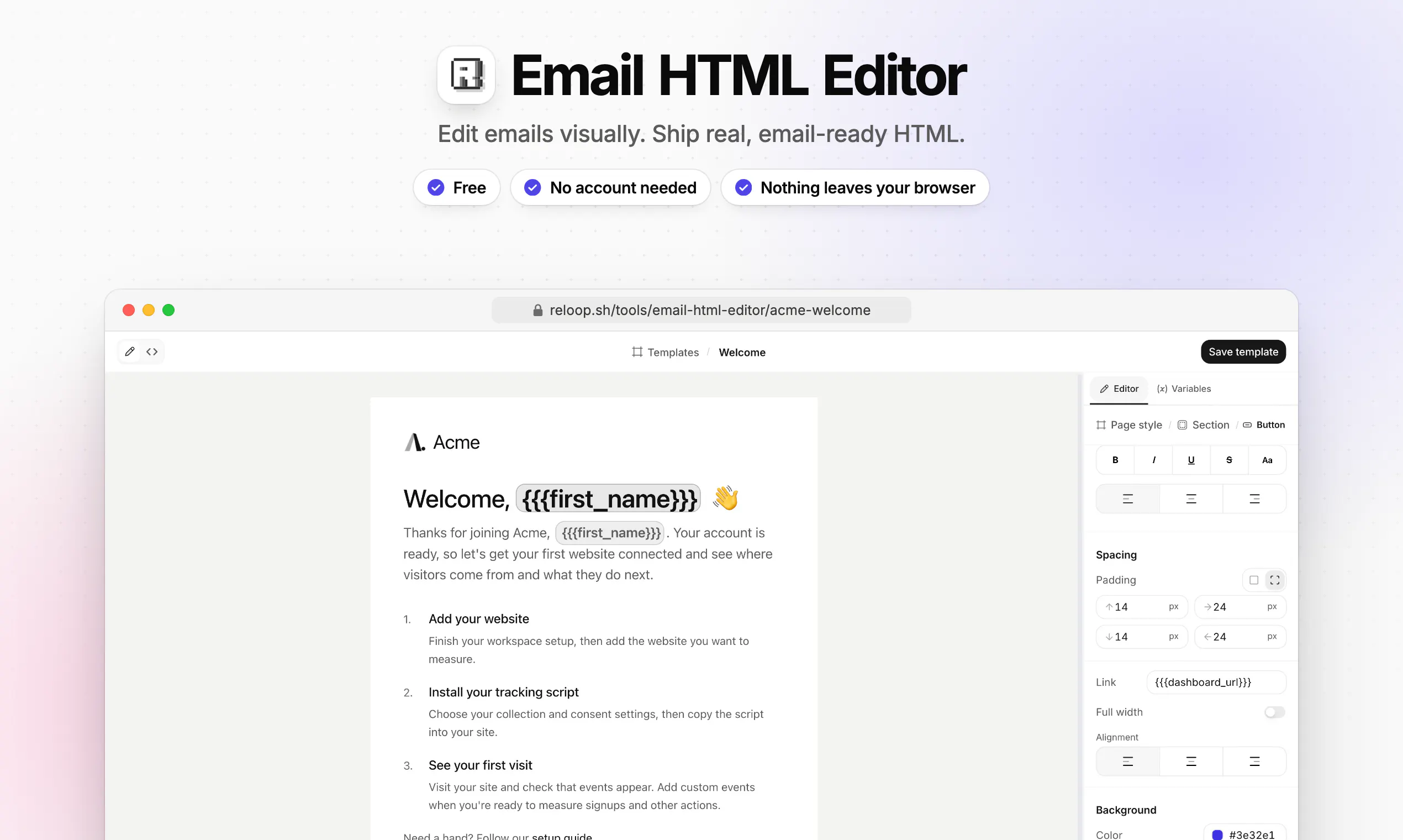Email HTML Editor by Reloop screenshot 1