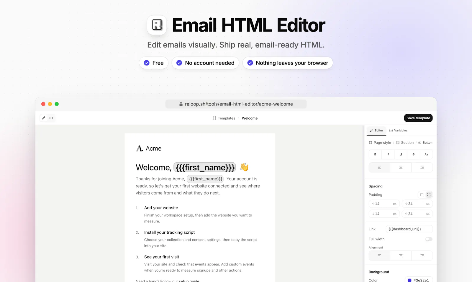 Email HTML Editor by Reloop screenshot 2