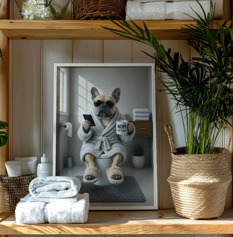 Funny French Bulldog Bathroom Art screenshot 1