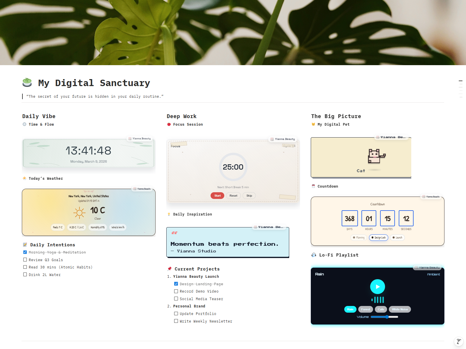 Yianna Beauty Notion Widgets gallery image