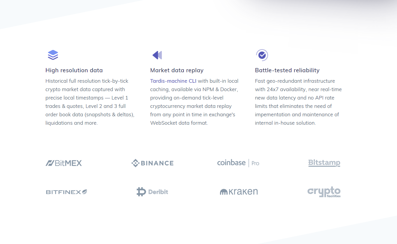tardis.dev: Historical tick-level cryptocurrency market data replay API |  Product Hunt