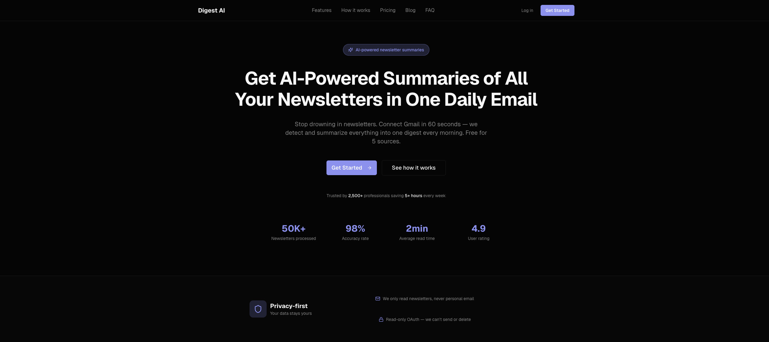 NewsletterDigest - Main product screenshot demonstrating key features and user interface