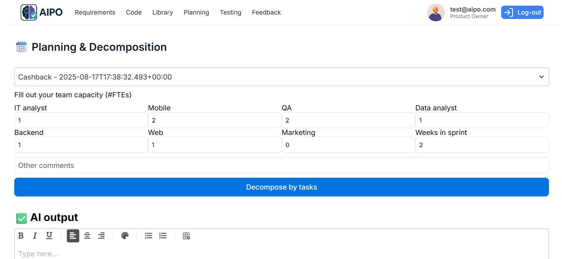 AIPO - Create BRD, describe code, write test cases, plan features media 3