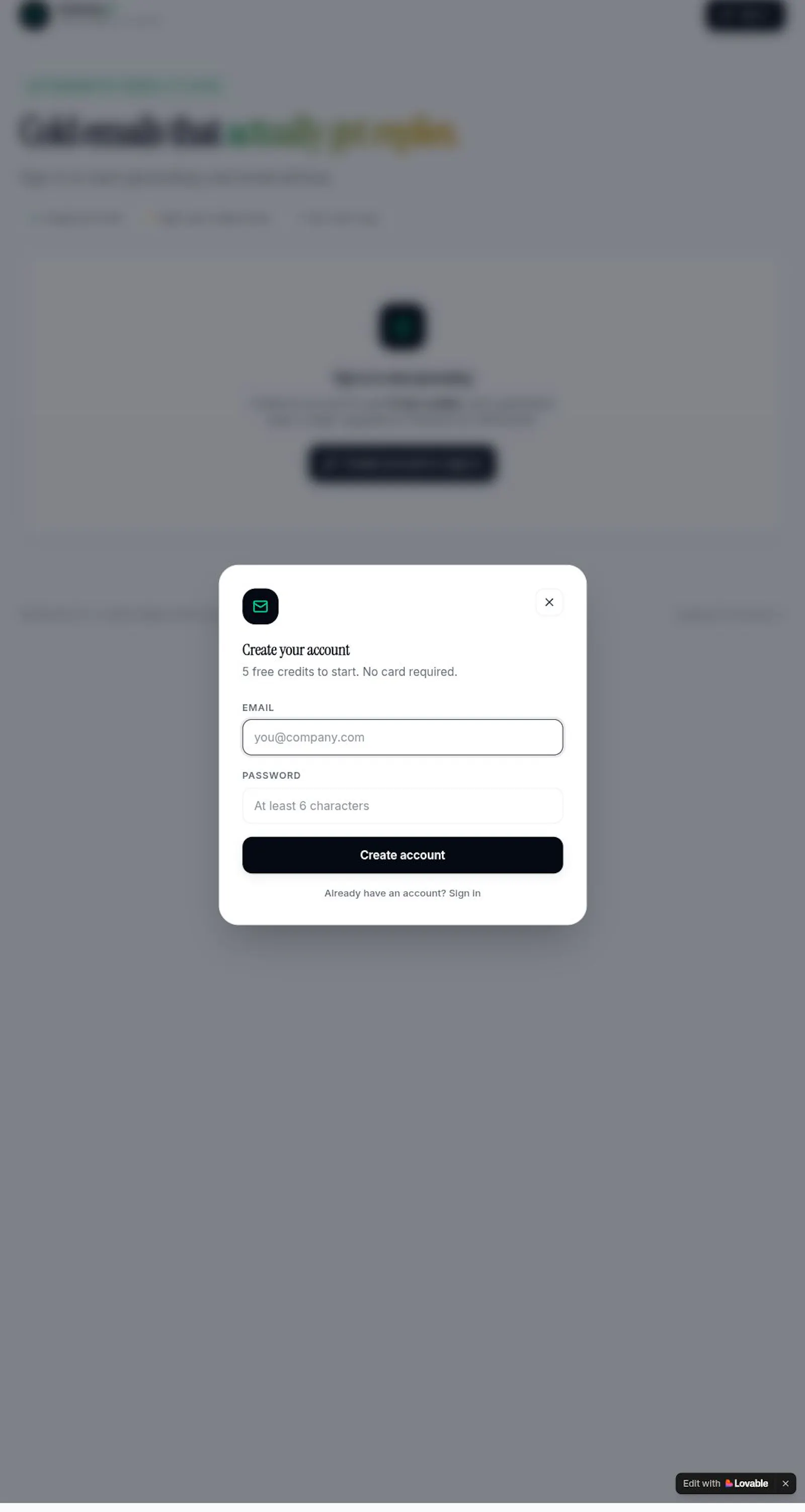 Cold emails generation Ai tool  screenshot 2