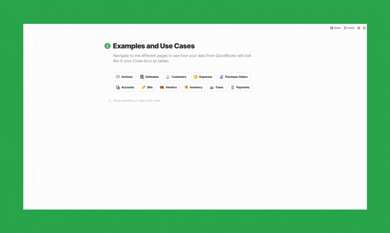 Paquete QuickBooks para Coda - Administre sus compañías en línea de QuickBooks desde sus documentos CODA media 3