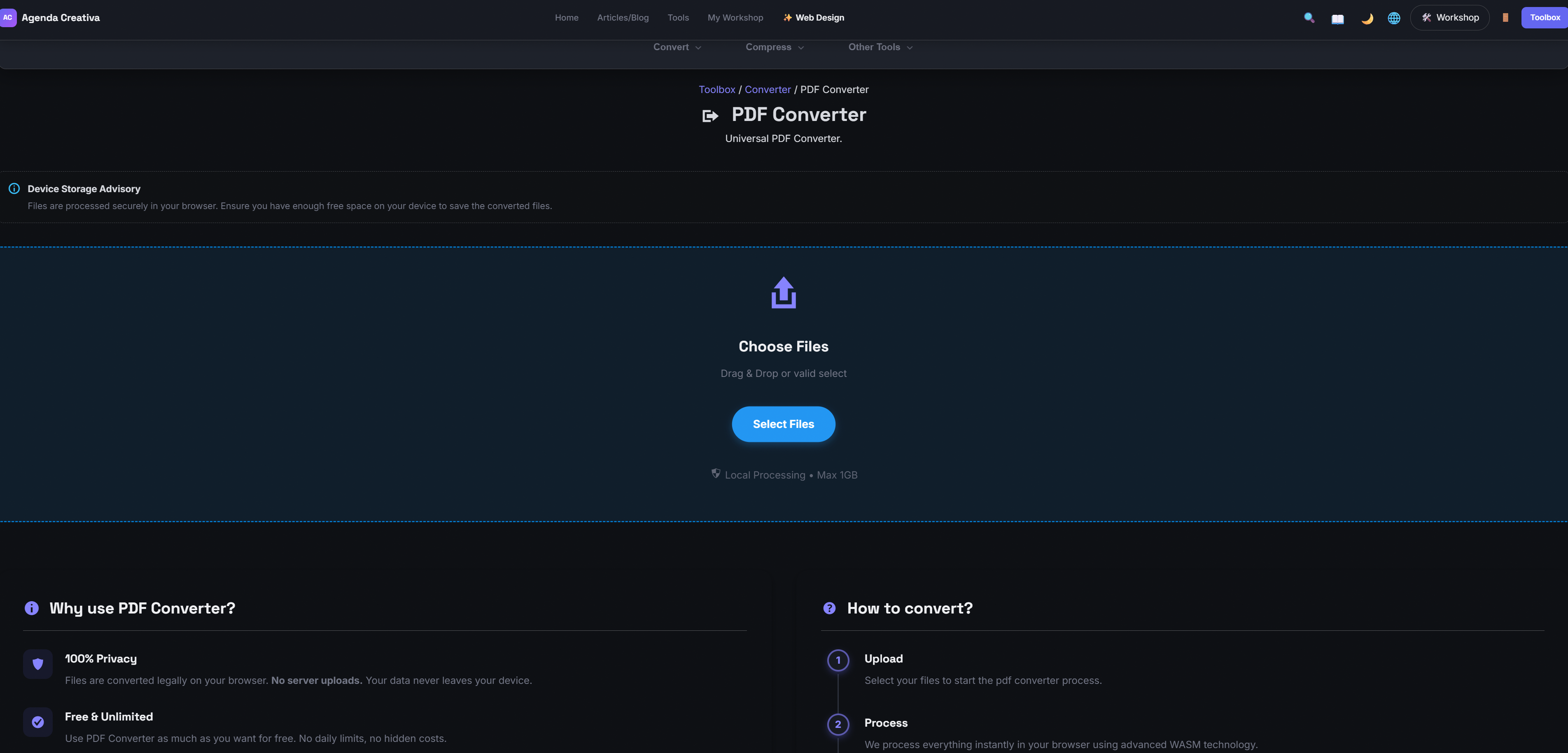 Agenda Creativa Free Local Converters - Screenshot 2 showing product features and functionality