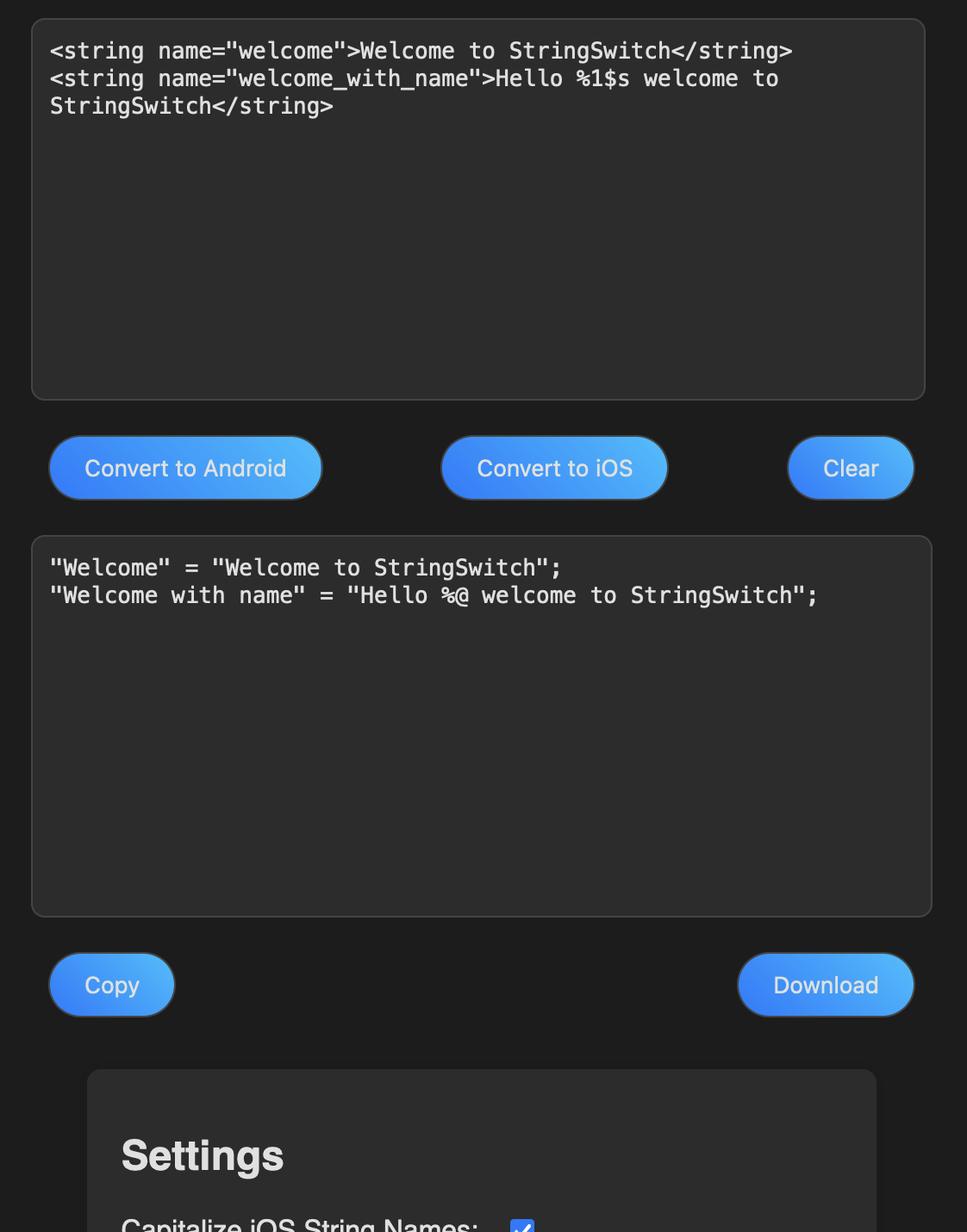 Stringwitch - Konvertieren Sie iOS -Saiten in Android -Saiten und umgekehrt. Medien 2
