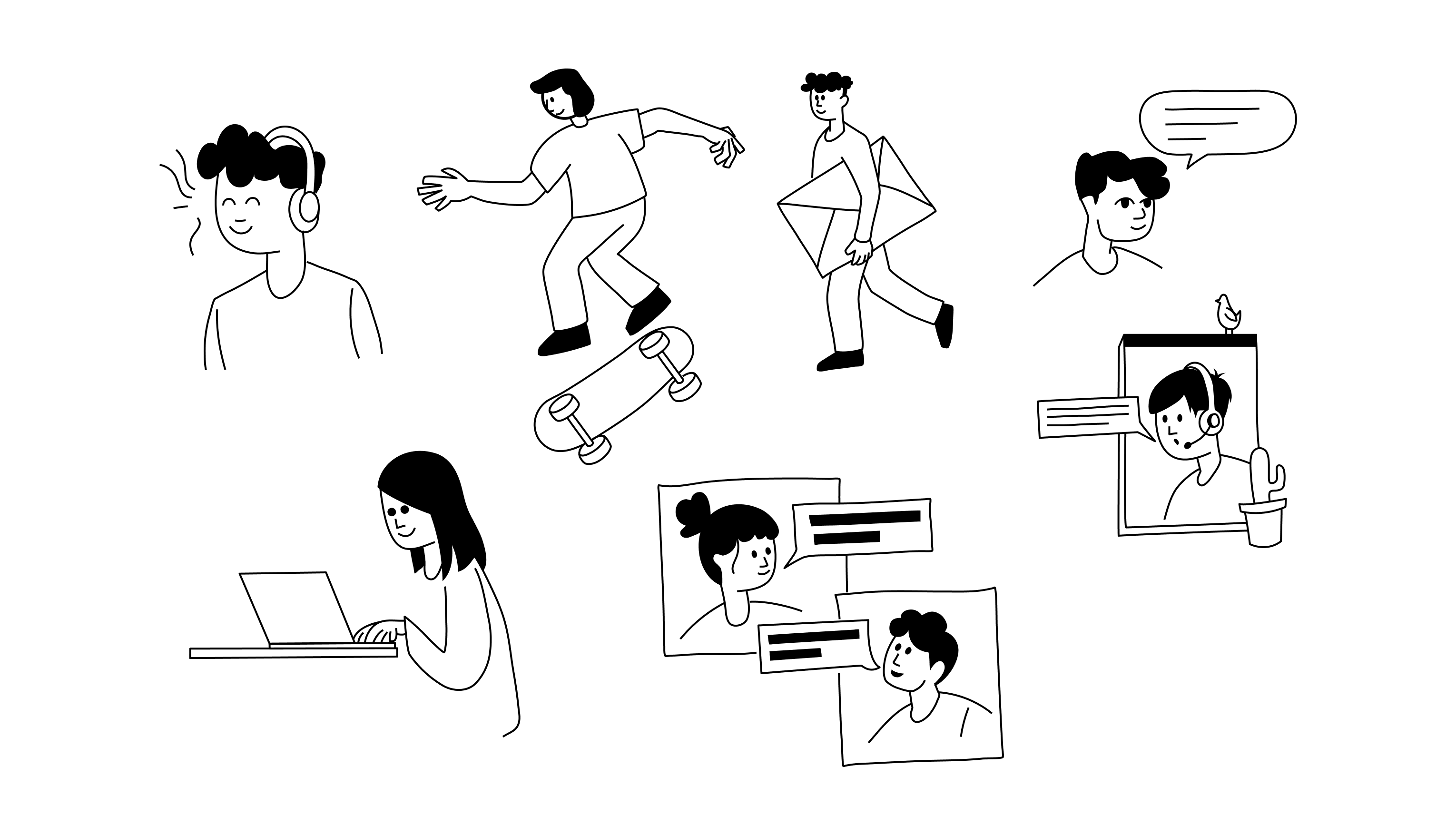 直線的な概念スタイルのイラストメディア1