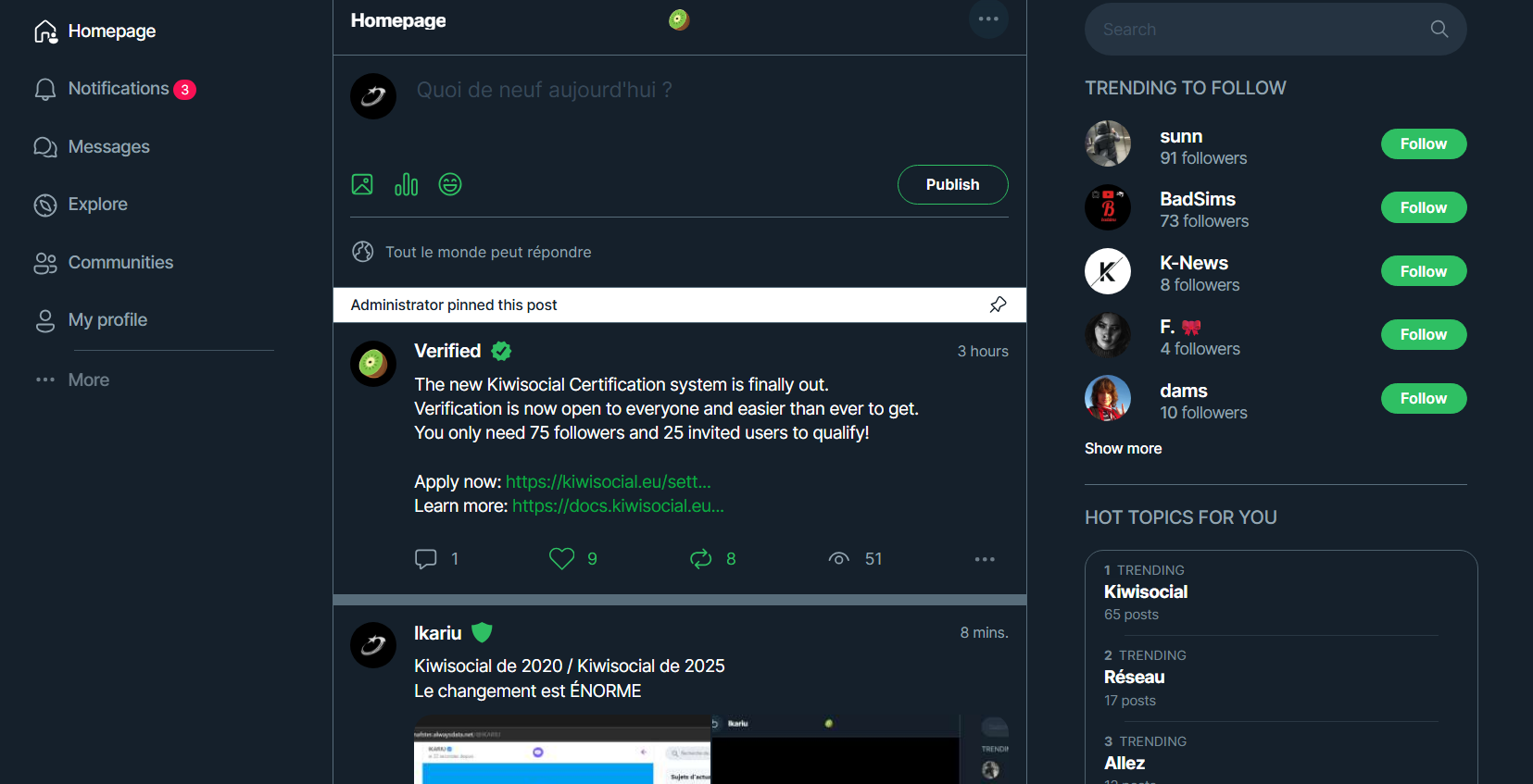 KiwiSocial – French Twitter Clone gallery image