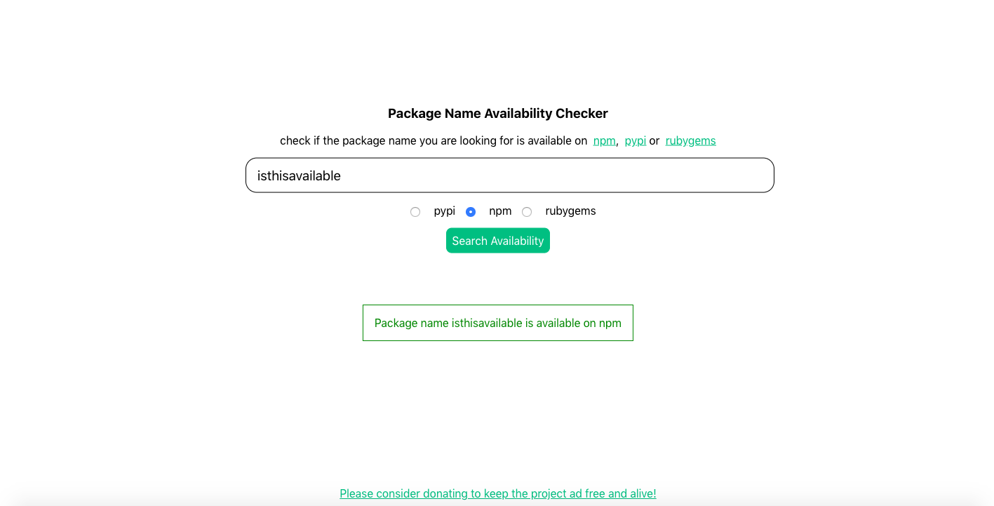 Package name availability checker gallery image