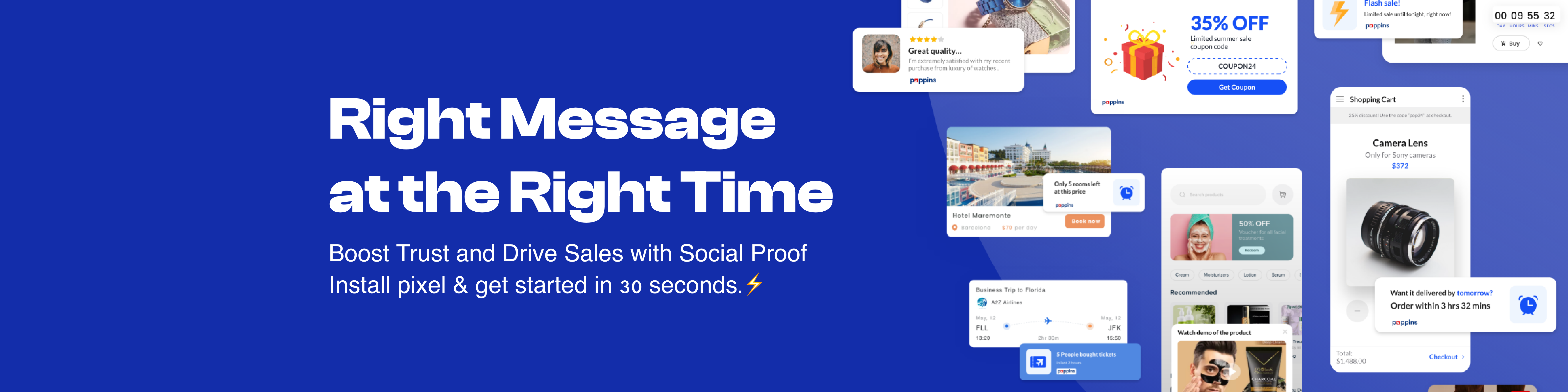 Poppins - Construya pruebas sociales y confía en widgets geniales en su sitio media 2