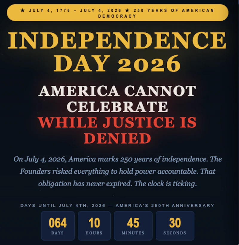 America's 250th — Justice Cannot Wait screenshot 1