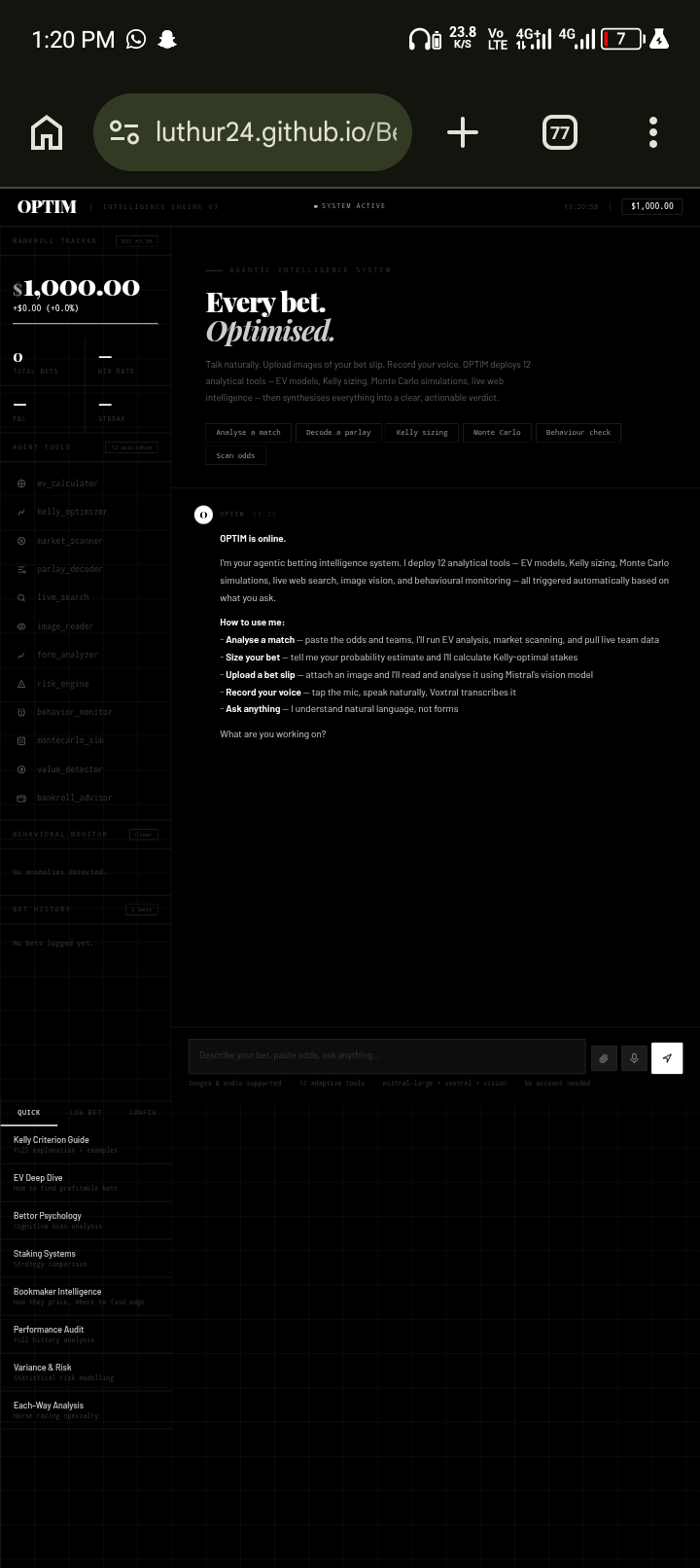 OPTIM — Bet optimizer