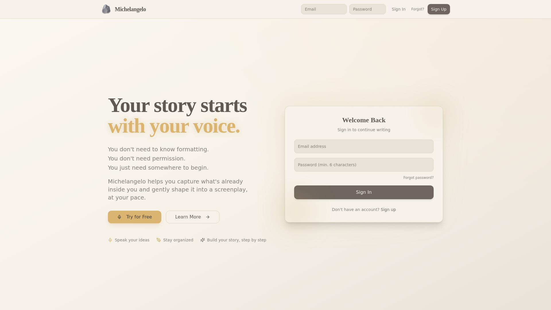 Michelangelo - Main product screenshot demonstrating key features and user interface