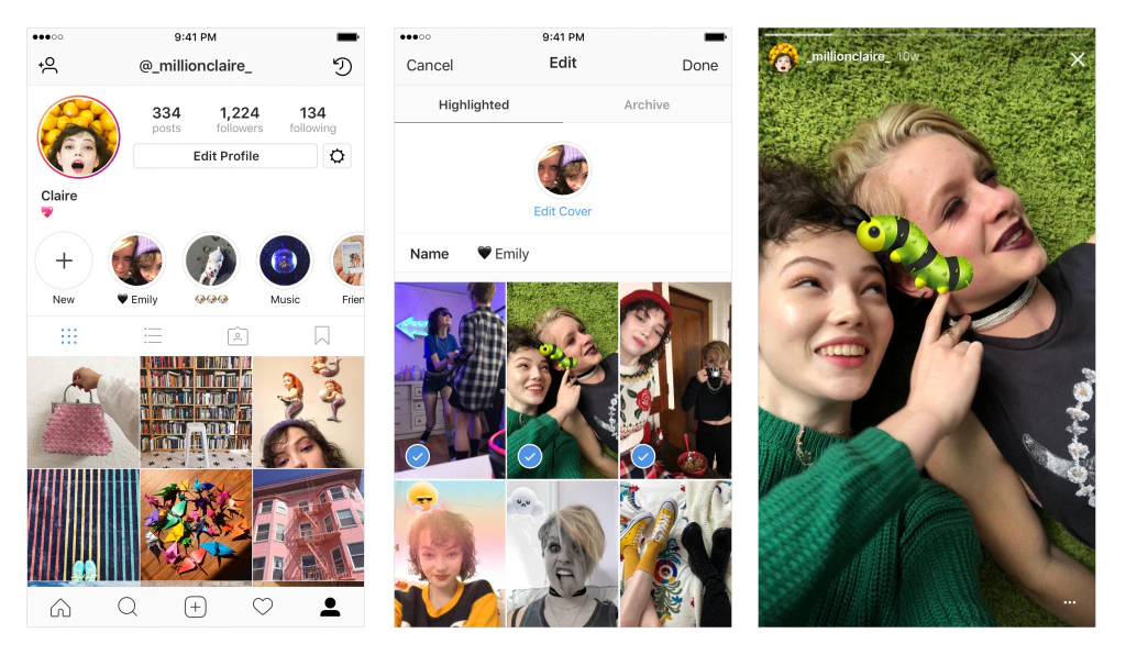 Instagram Stories Highlights and Archive