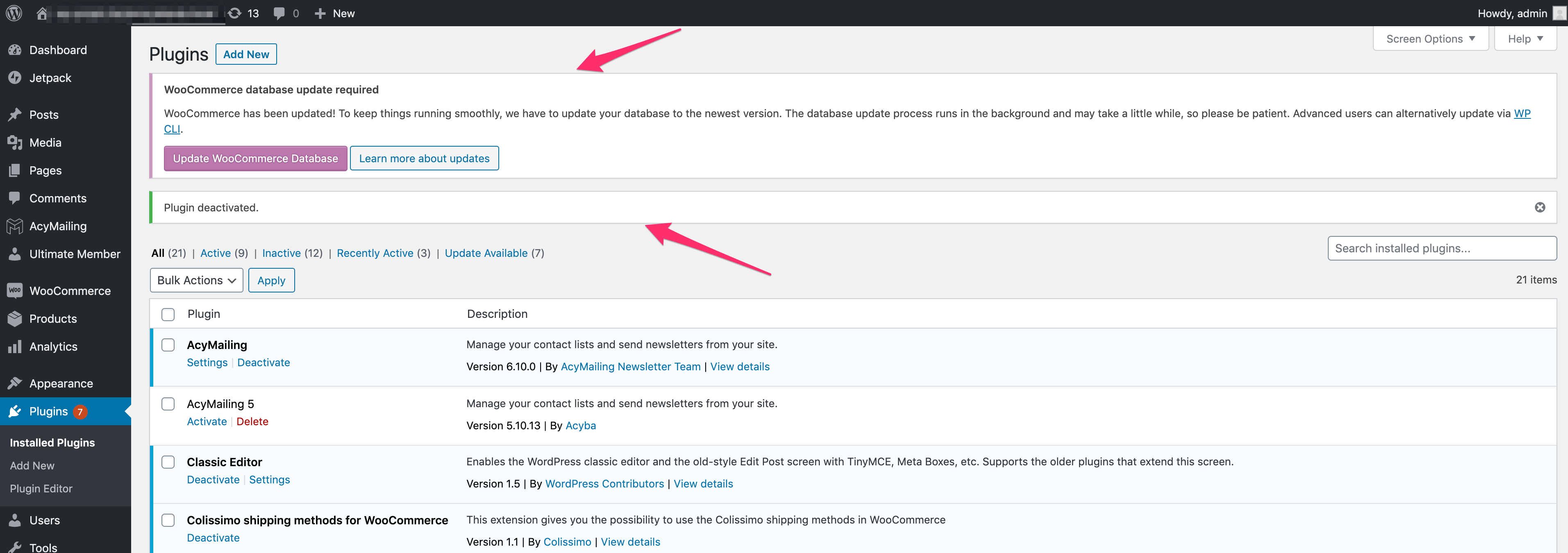 WordPress admin notifications center gallery image