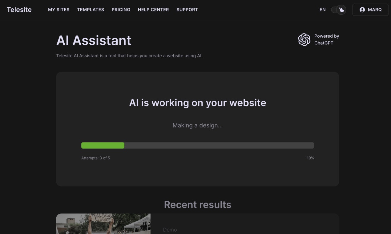 Telesite.io — AI Website Builder gallery image