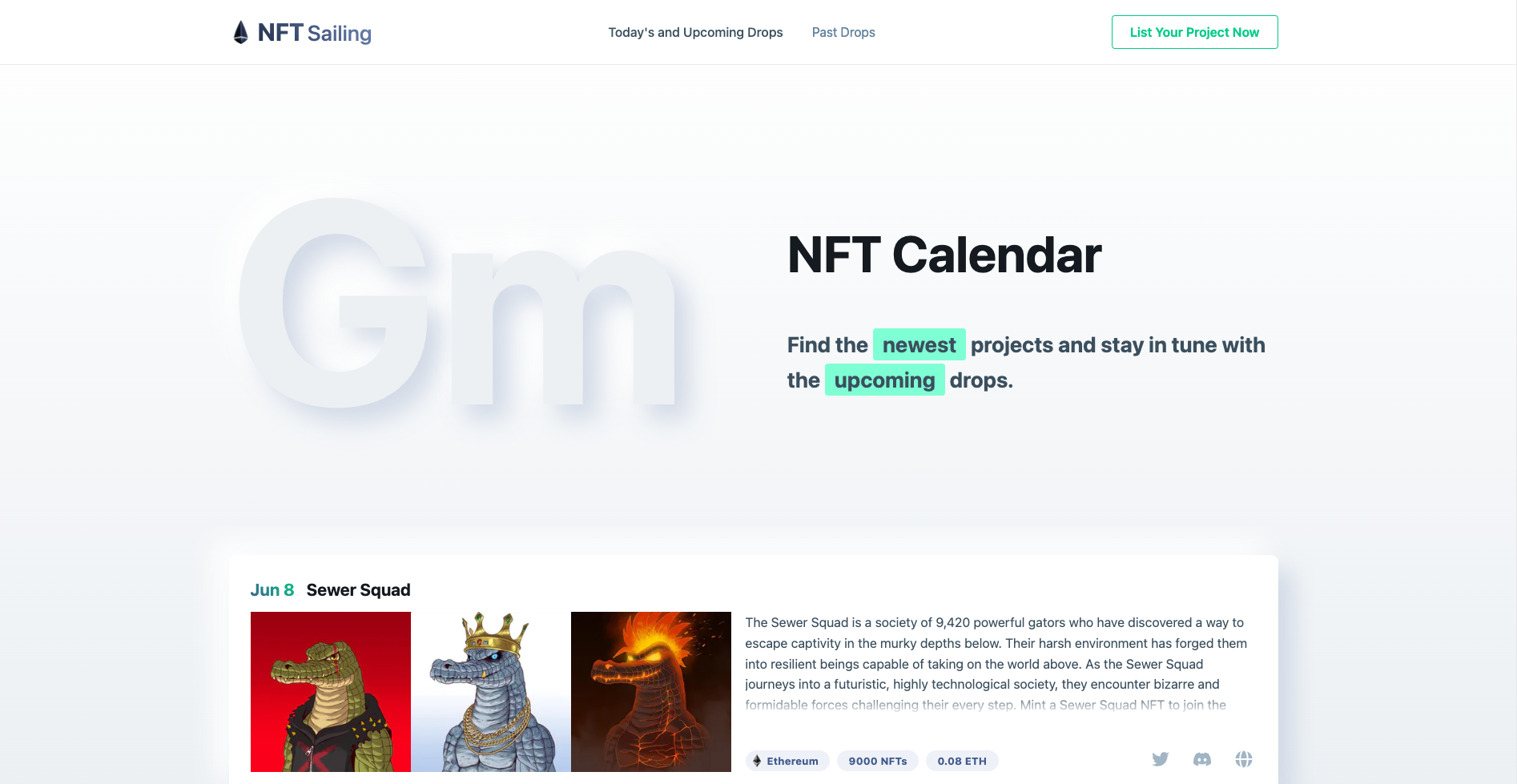 NFTセーリング（NFTドロップカレンダー） - 最新のプロジェクトを探索し、今後のドロップをキャッチします。メディア1