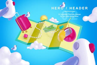 PSD Bright Travel Items Scene Generator gallery image