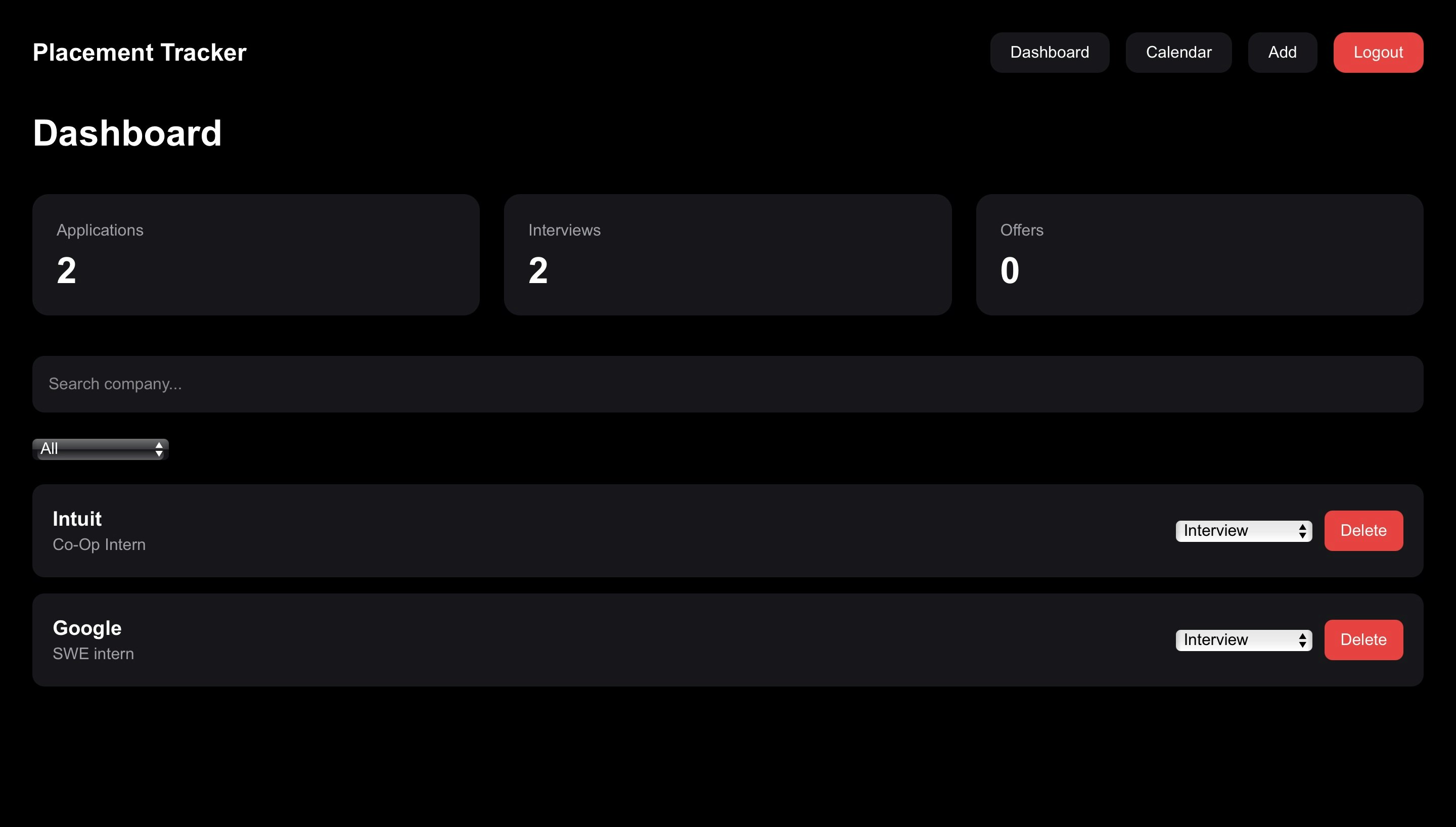 Placement Tracker gallery image