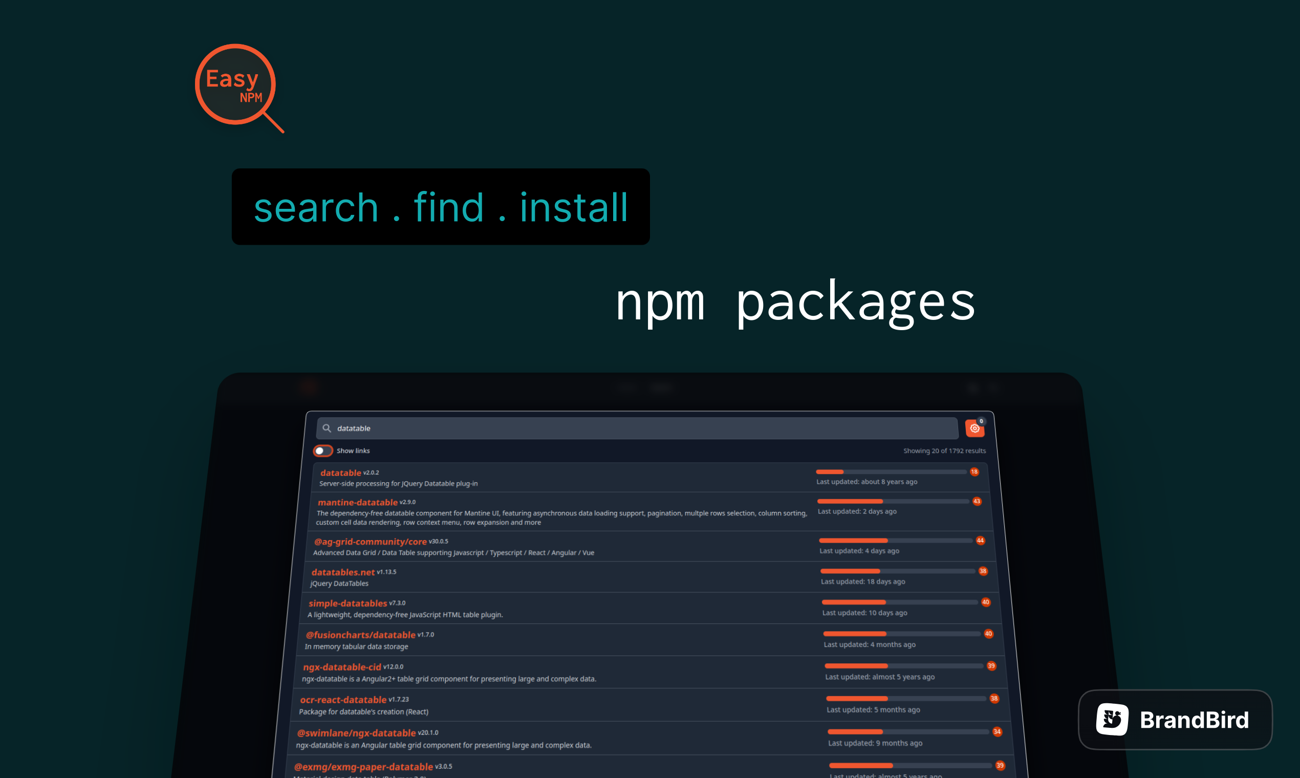 startuptile EasyNPM-Search & install command with one-click for npm packages