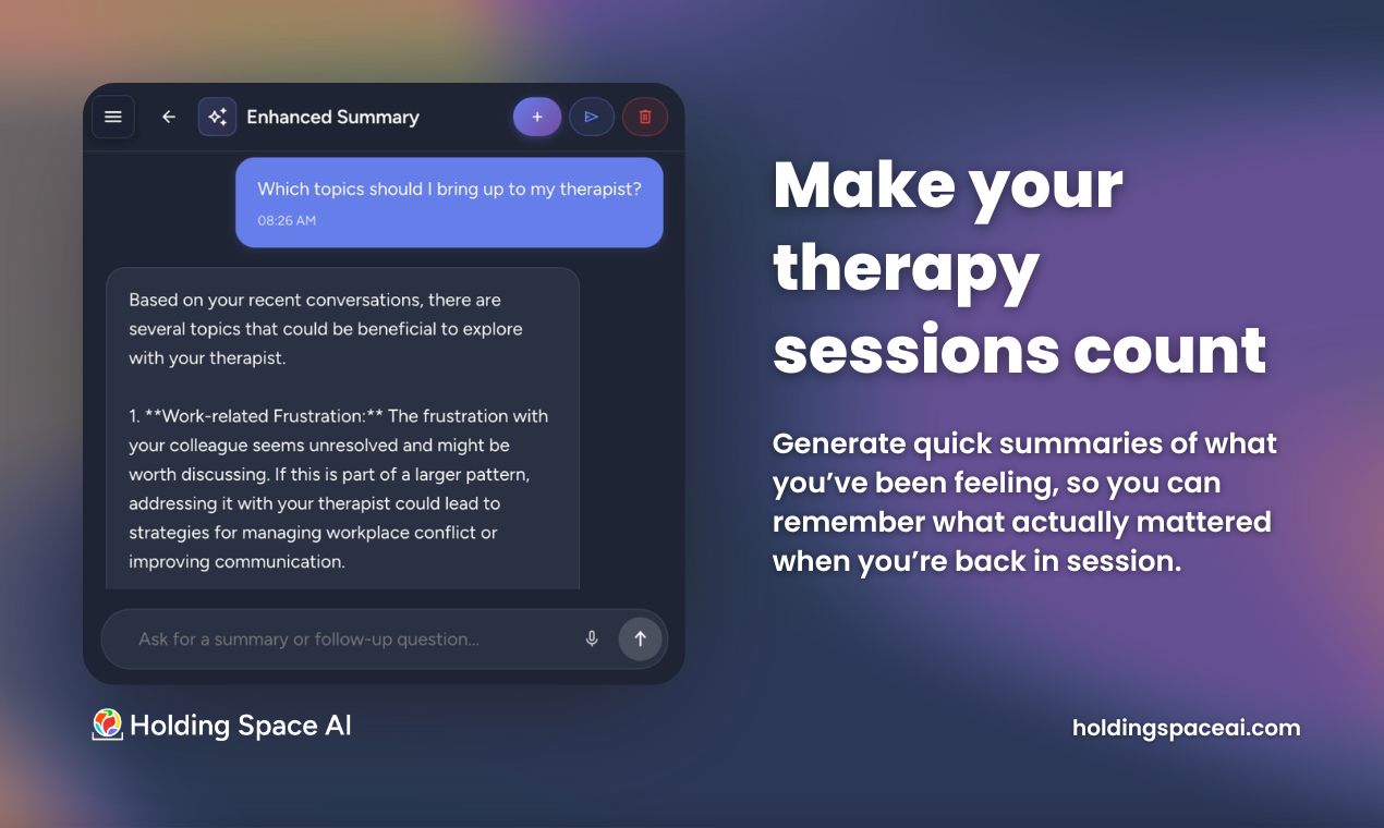 Holding Space AI - Soft Launch - Screenshot 3 showing product features and functionality