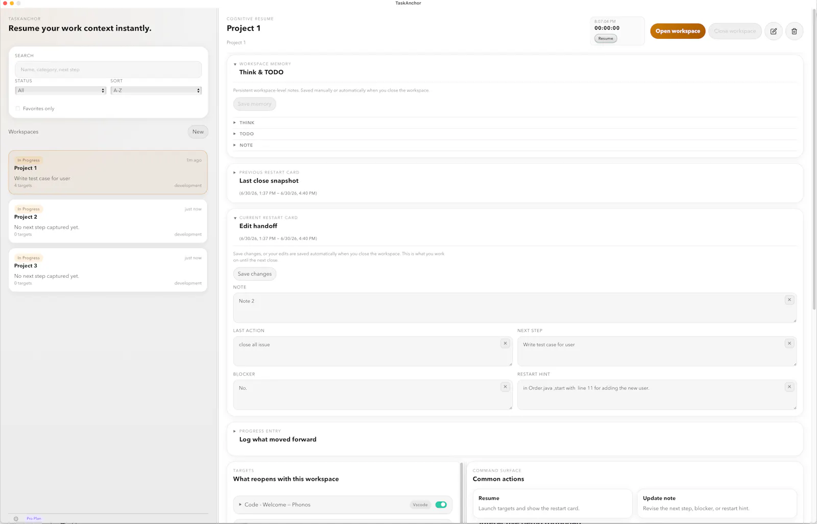 TaskAnchor screenshot 2