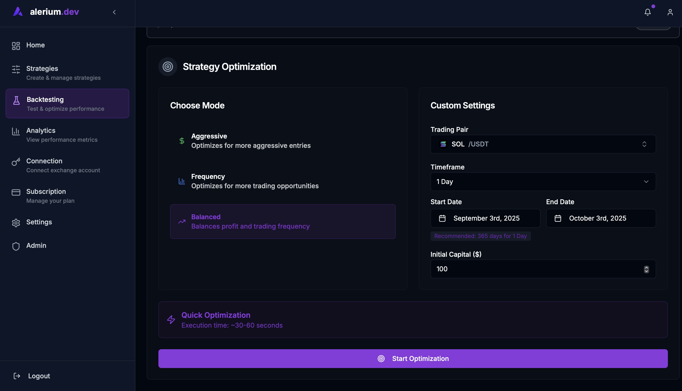 Média Alinére - Backtest, optimiser et échanger des bots d'allerium. 3