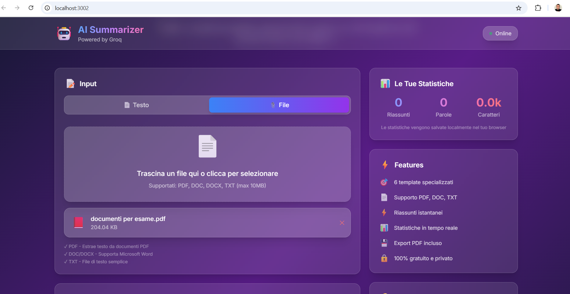 AI Summarizer - Screenshot 2 showing product features and functionality