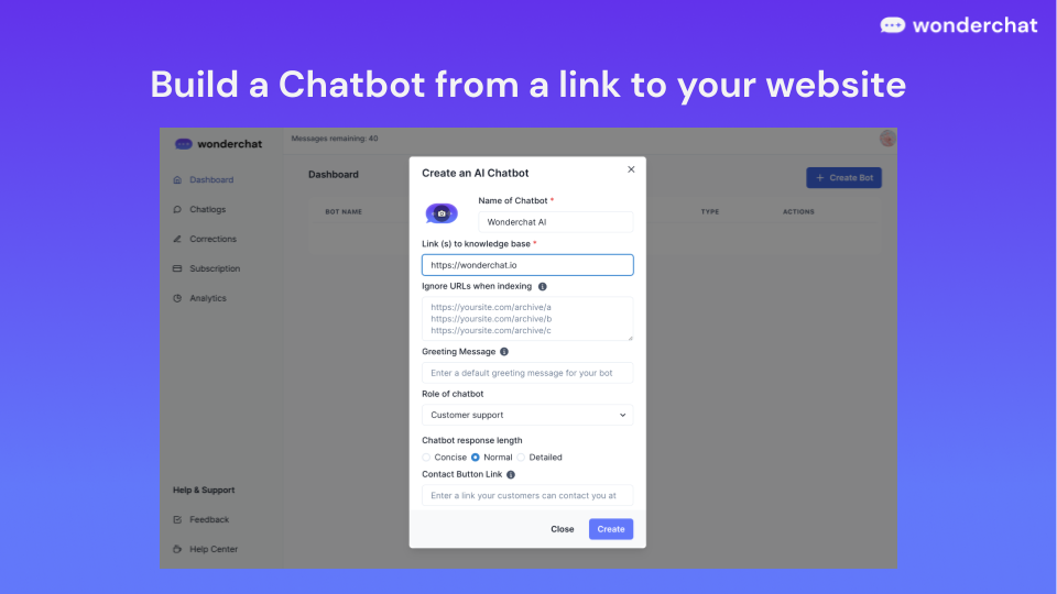 Média Se merveille - Créez des chatbots AI personnalisés à partir du lien de votre site Web en 5 minutes 3