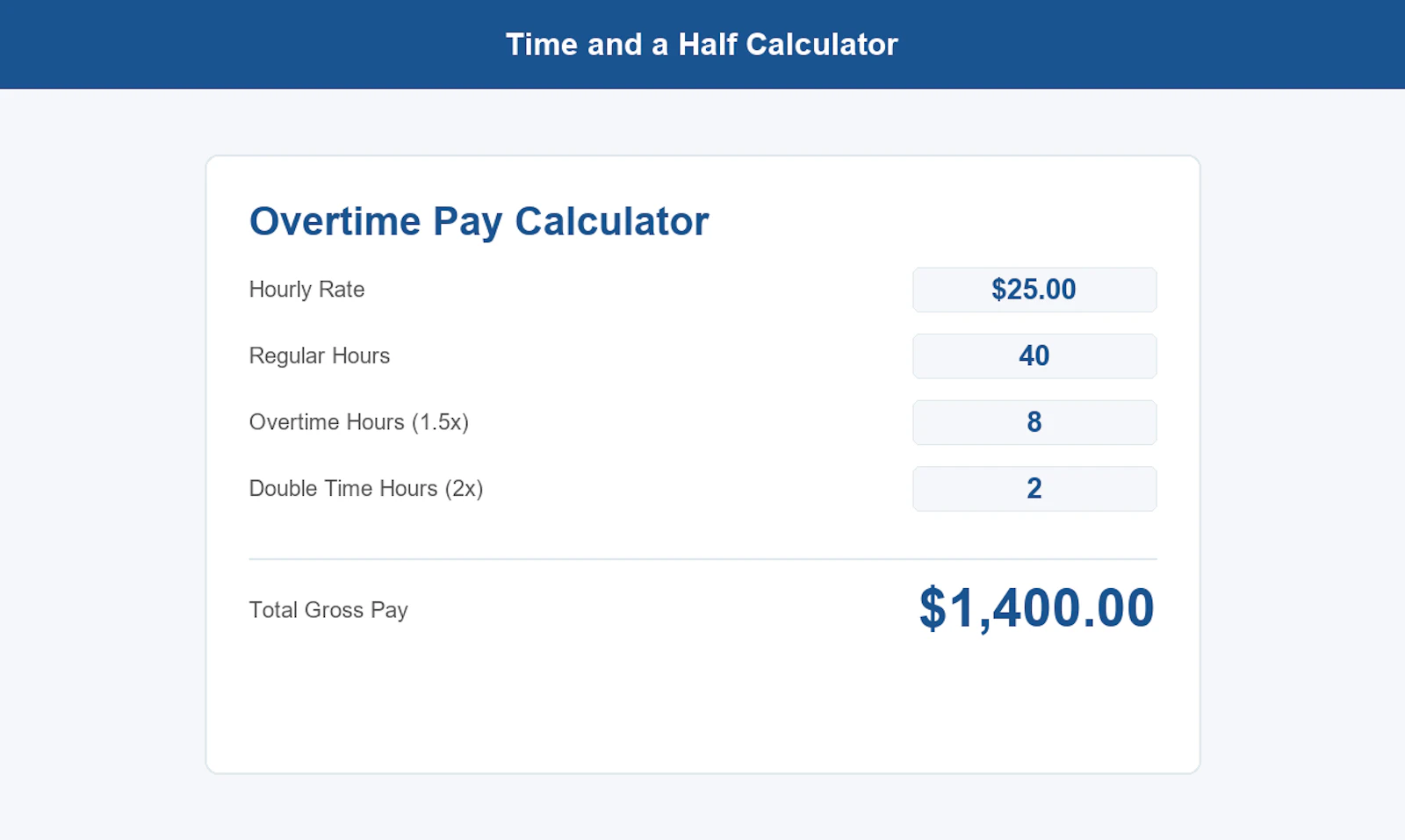Time and a Half Calculator screenshot 2