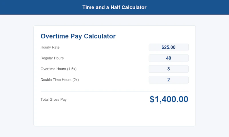 Time and a Half Calculator screenshot 2