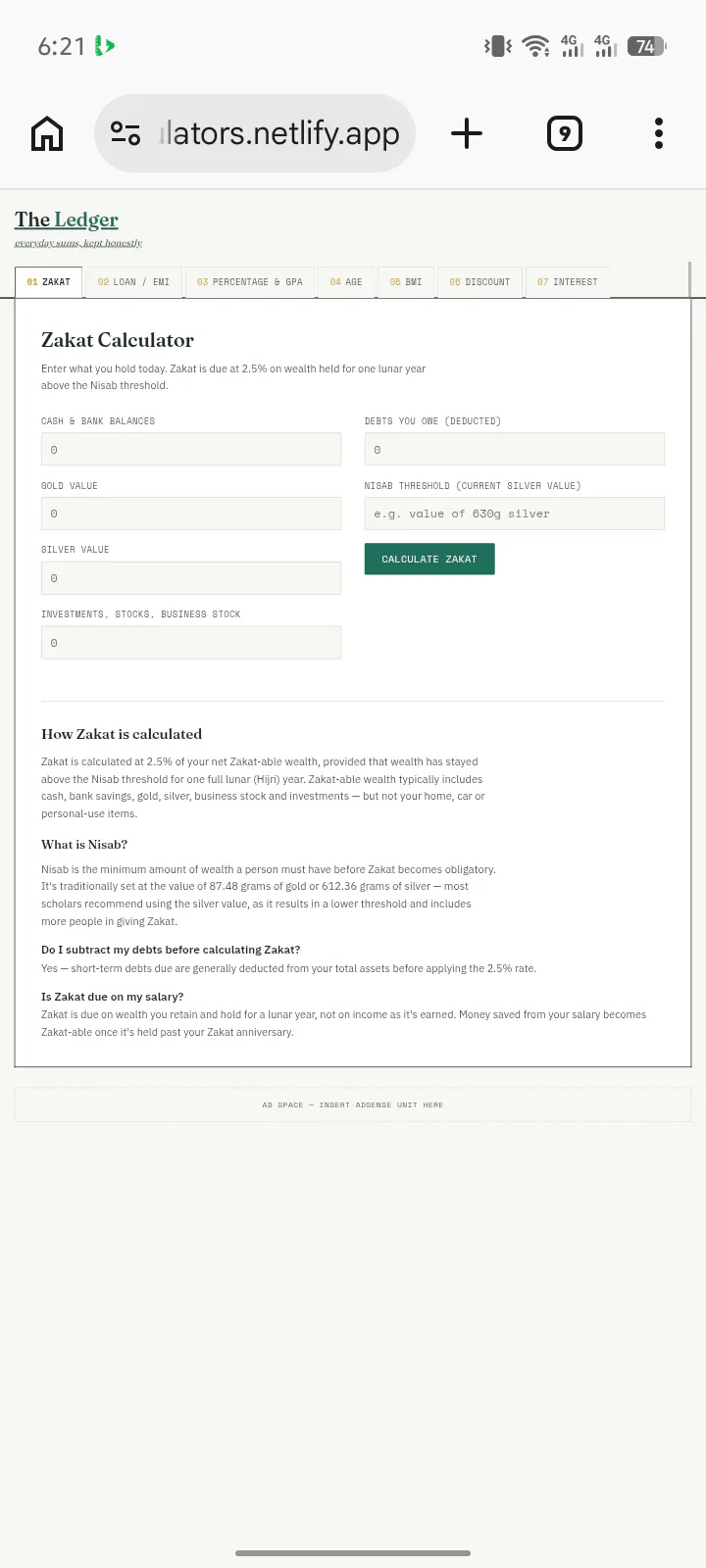 The Ledger — Free Calculators gallery image