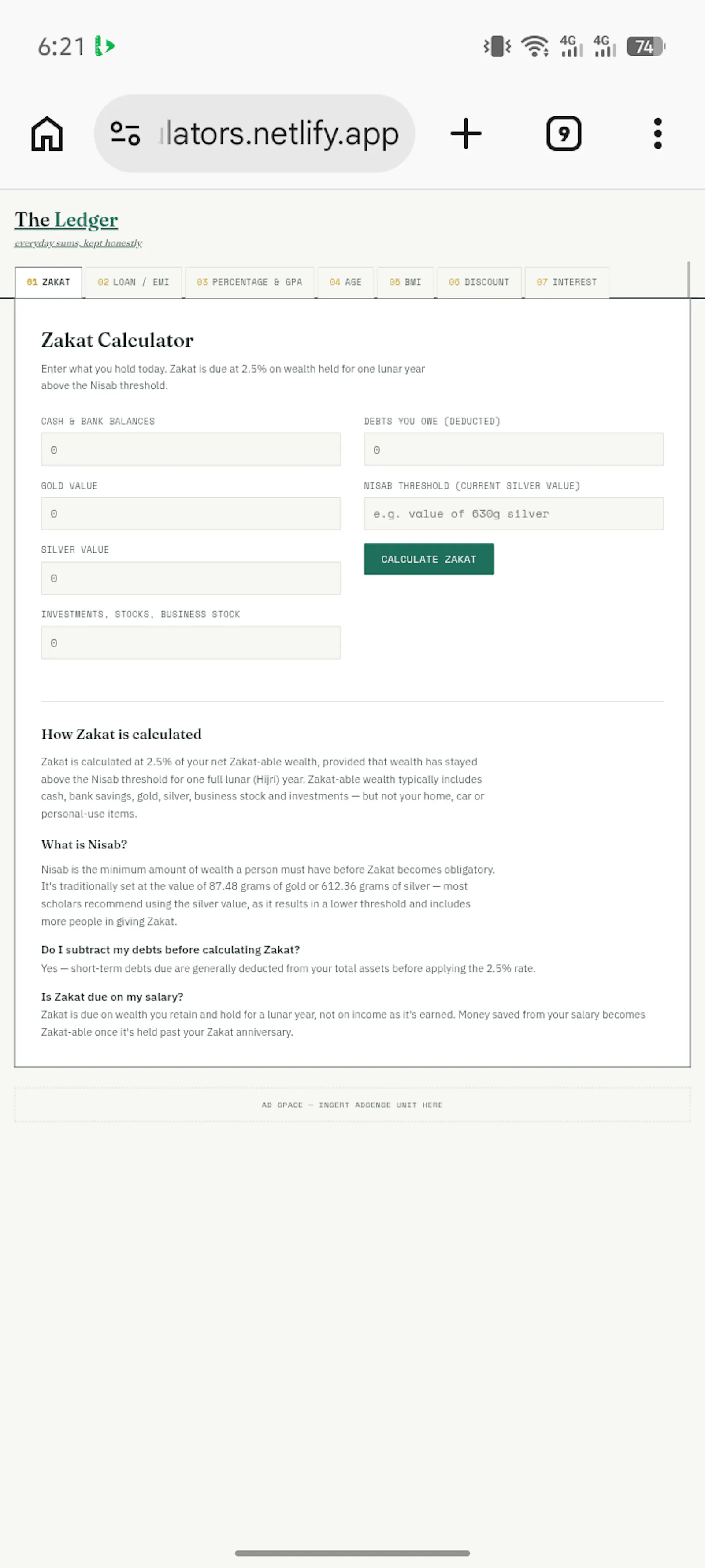 The Ledger — Free Calculators screenshot 2