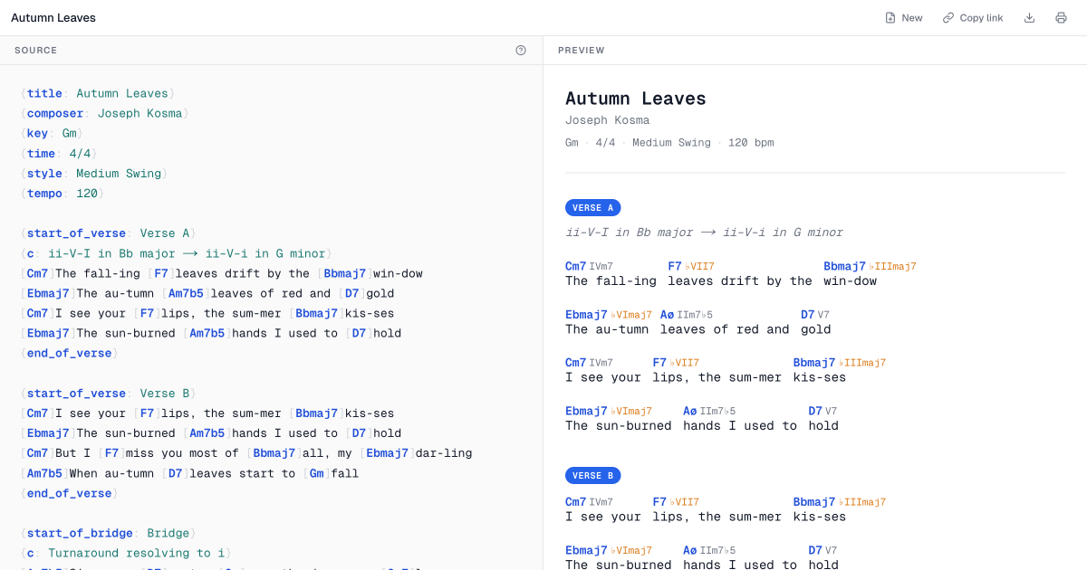 Carnet — ChordPro Lead Sheet Editor gallery image