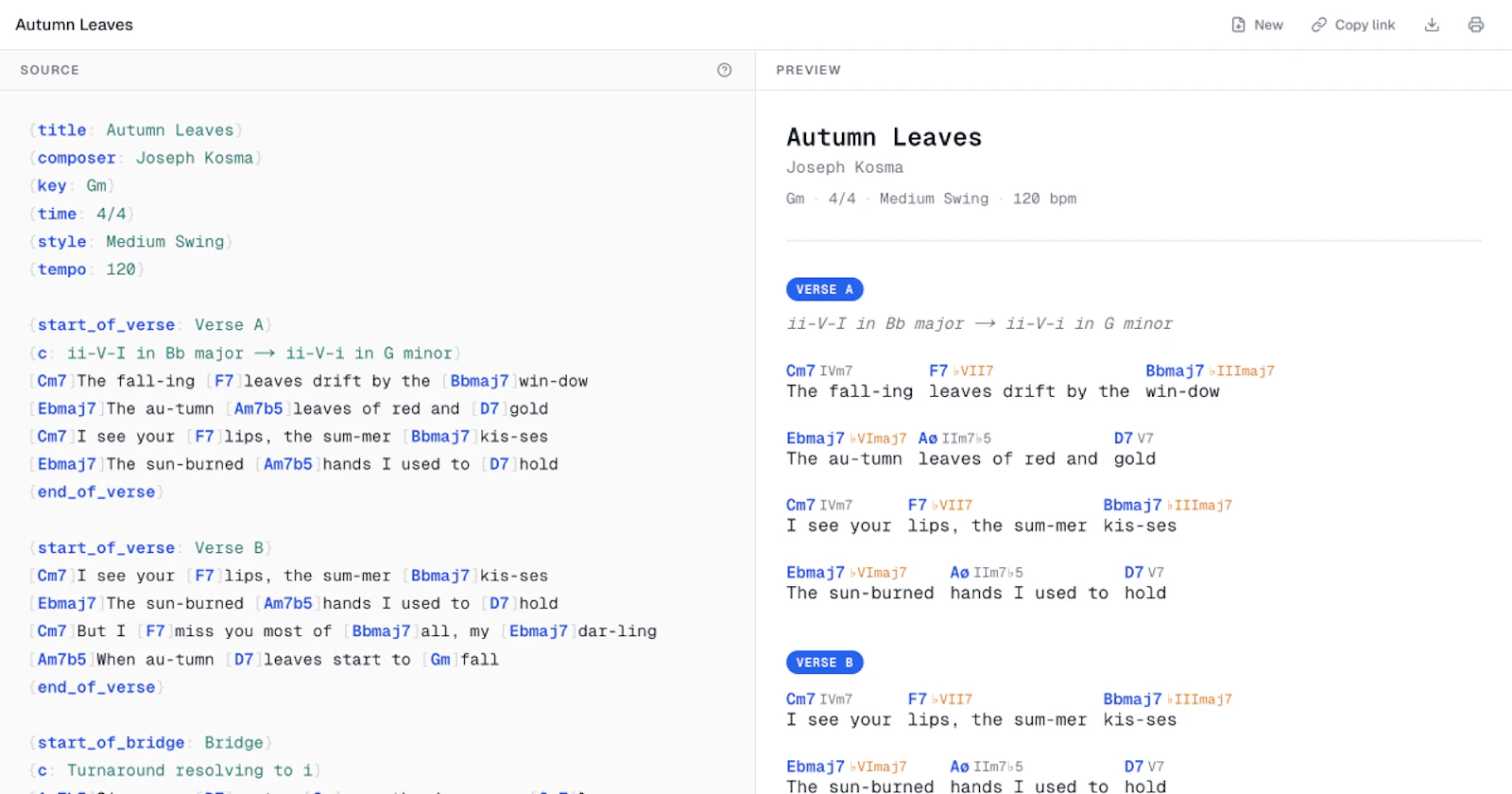 Carnet — ChordPro Lead Sheet Editor screenshot 1