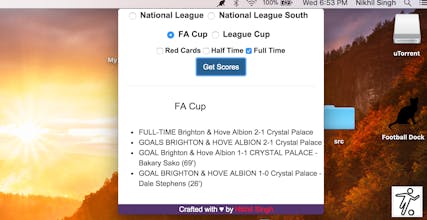 Football-Dock Live scores from menu bar gallery image