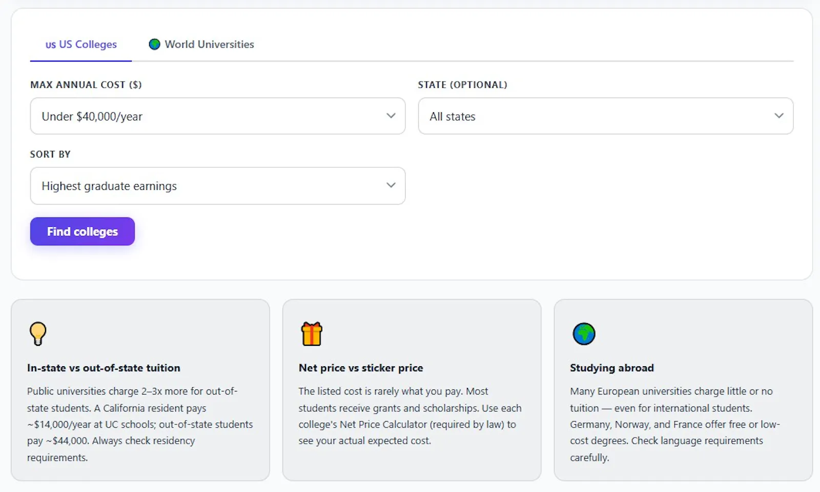 College Finder screenshot 1