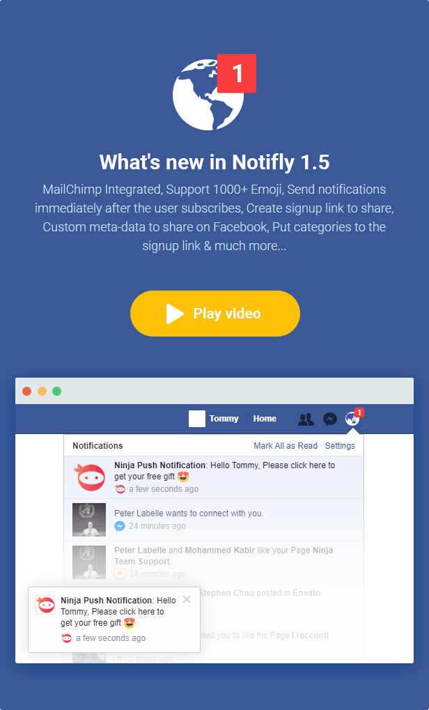 Notifly - Facebook Push Notification WordPress Plugin gallery image