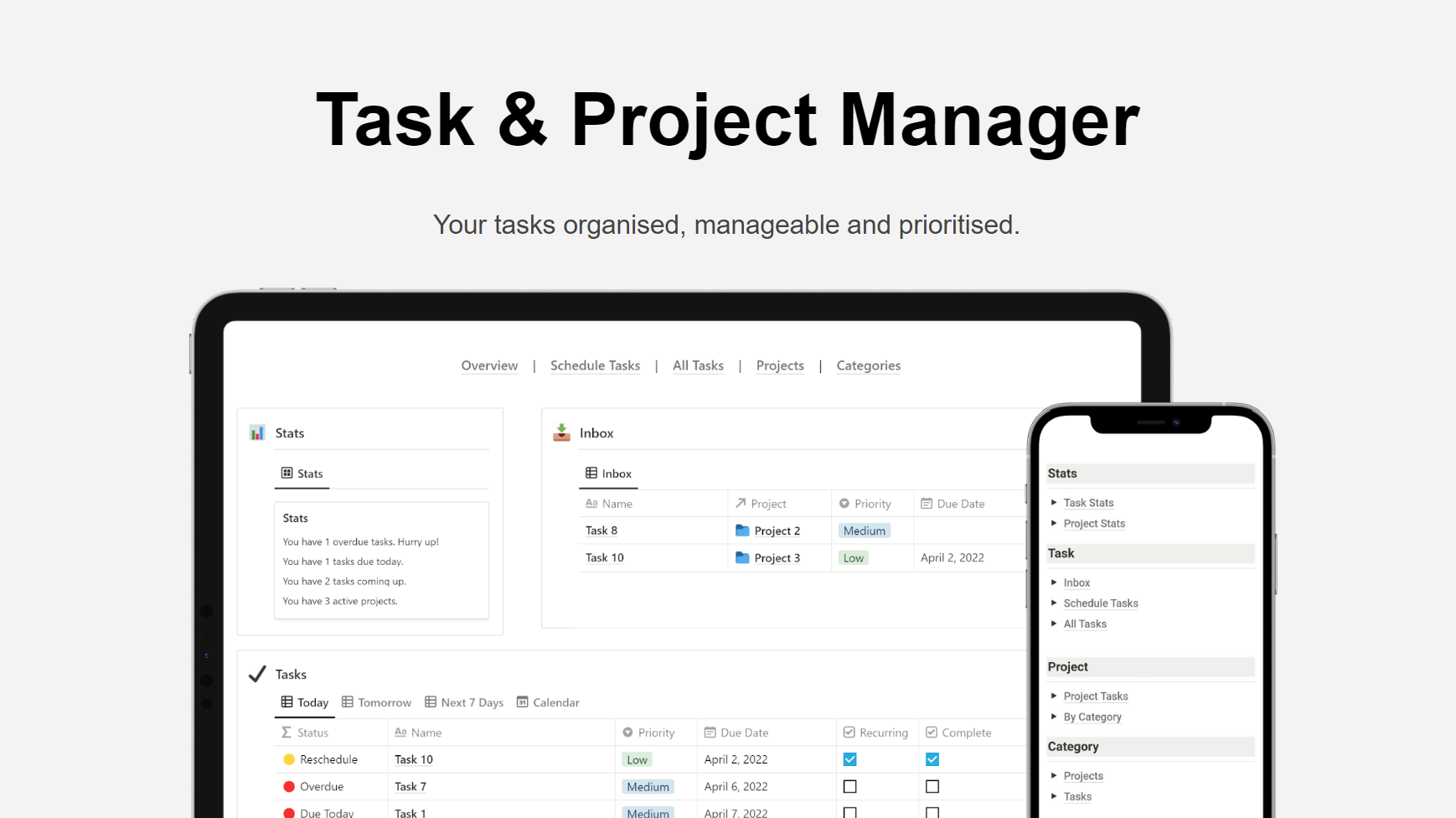 Task & Project Manager Notion Template gallery image